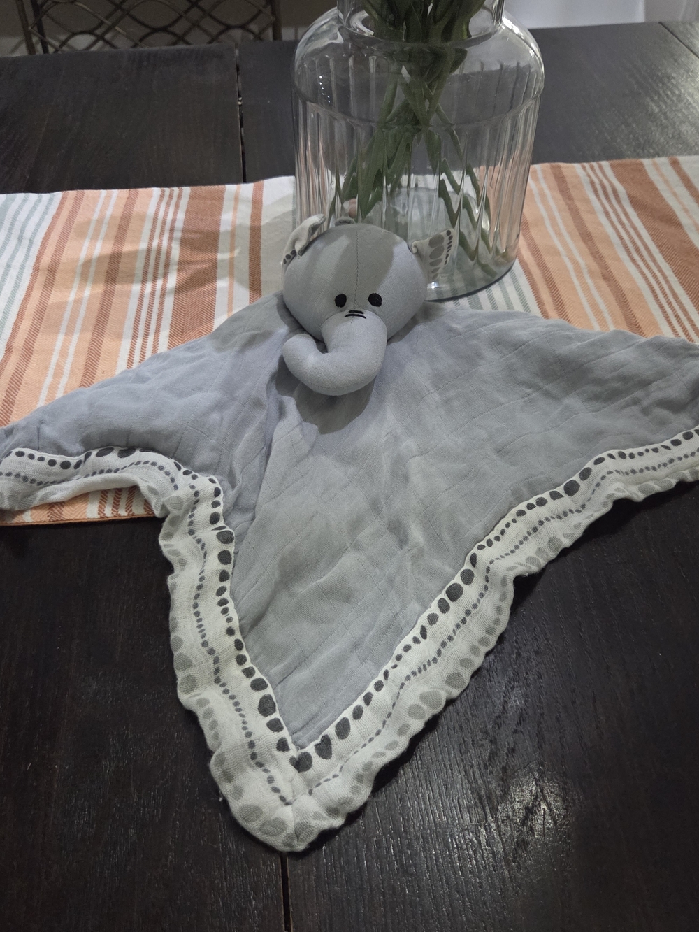aden + anais Light Gray Elephant Lovey Security Blanket